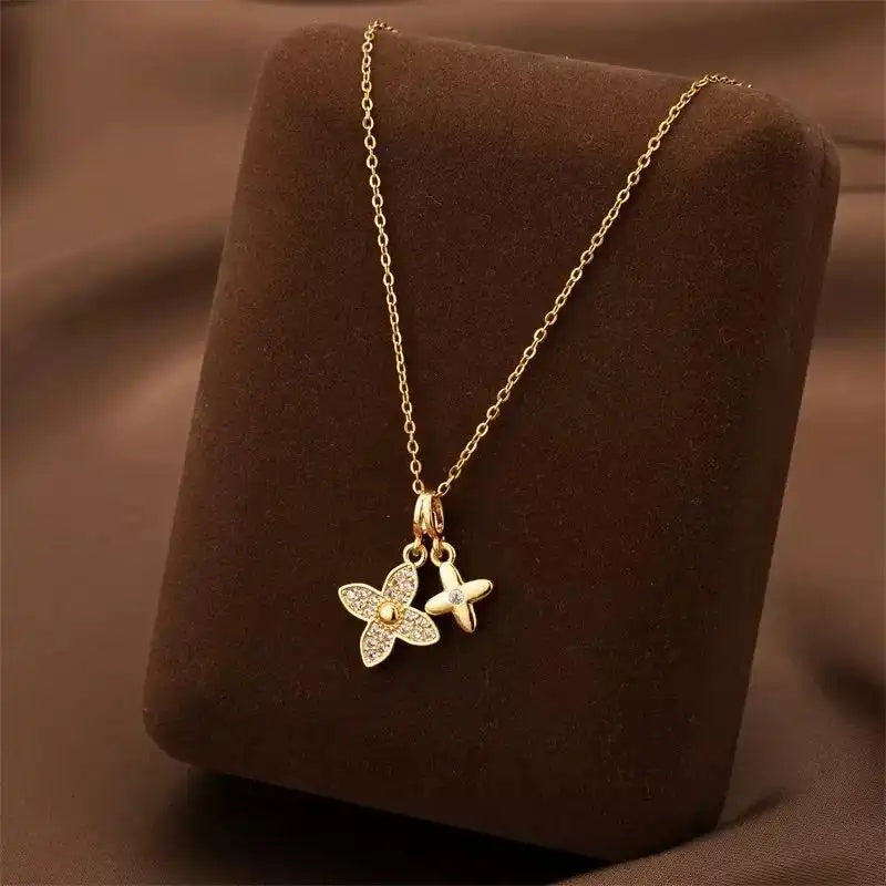 Twin Bloom Pendant Necklace