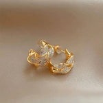 Twisted Metal Crystal C- Hoop Earrings