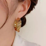 Twisted Metal Gold-Tone Alloy Chunky Hoop Earrings