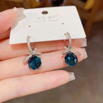 Two Colors Korean Crystal Bowknot Earrings