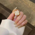 Two Colors Rotatable Flower Open Ring