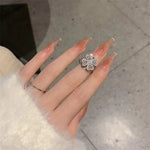 Two Colors Rotatable Flower Open Ring