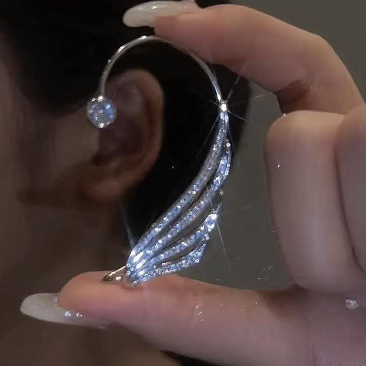 Two-Tone Cross Flower Clip-On Crystal Earrings