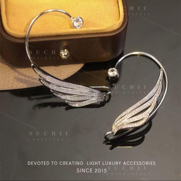 Two-Tone Cross Flower Clip-On Crystal Earrings