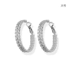 Two Tone Crystal Circle Hoop Earrings