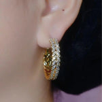 Two Tone Crystal Circle Hoop Earrings