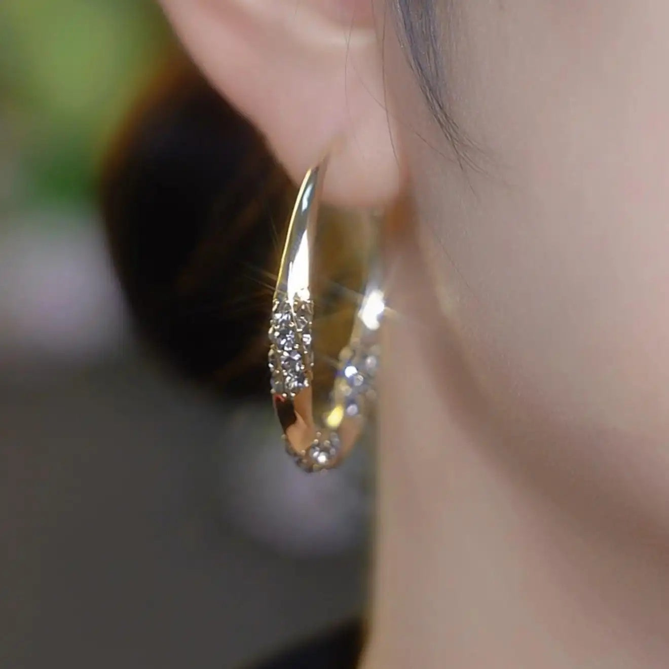 Two Tone Crystal Hoop Earrings