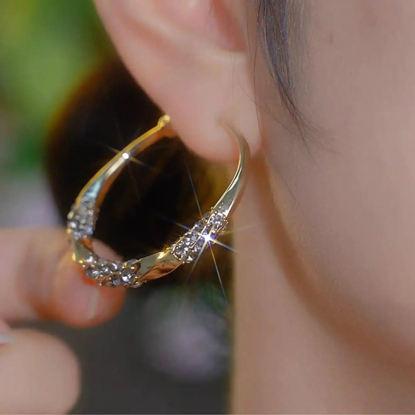 Two Tone Crystal Hoop Earrings