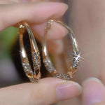 Two Tone Crystal Hoop Earrings