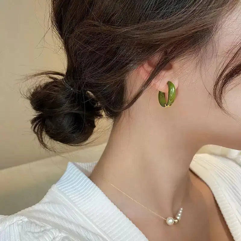 Two Tone Enamel Hoop Earrings