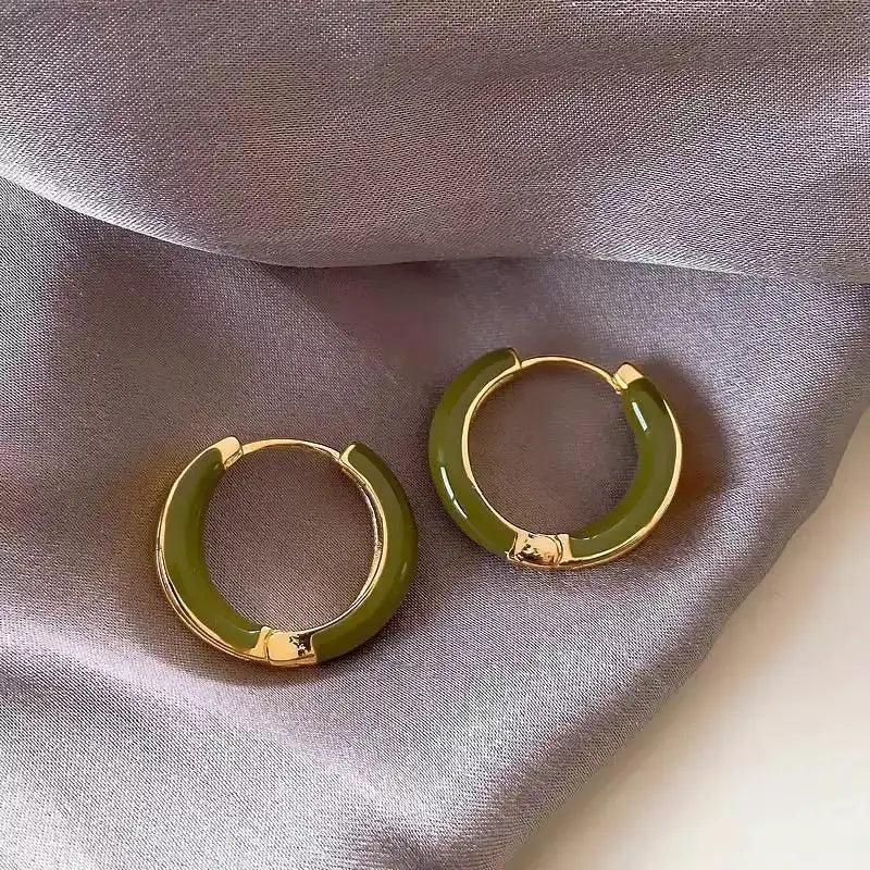 Two Tone Enamel Hoop Earrings
