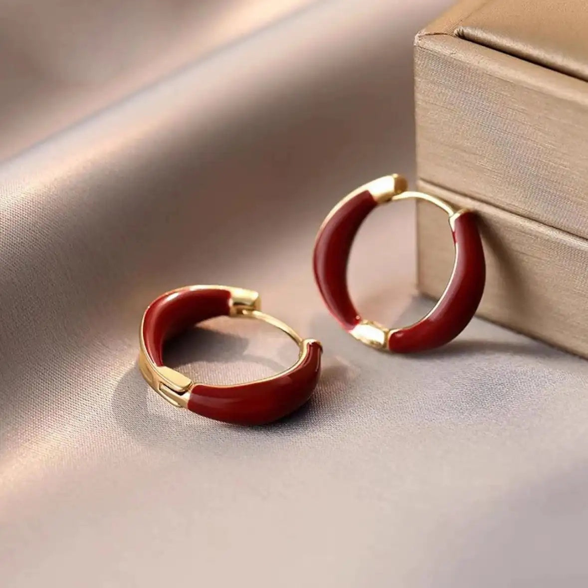 Two Tone Enamel Hoop Earrings