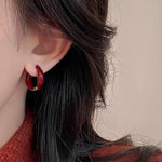 Two Tone Enamel Hoop Earrings
