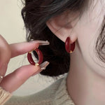 Two Tone Enamel Hoop Earrings