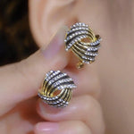 Two Tone Knot Stud Earrings