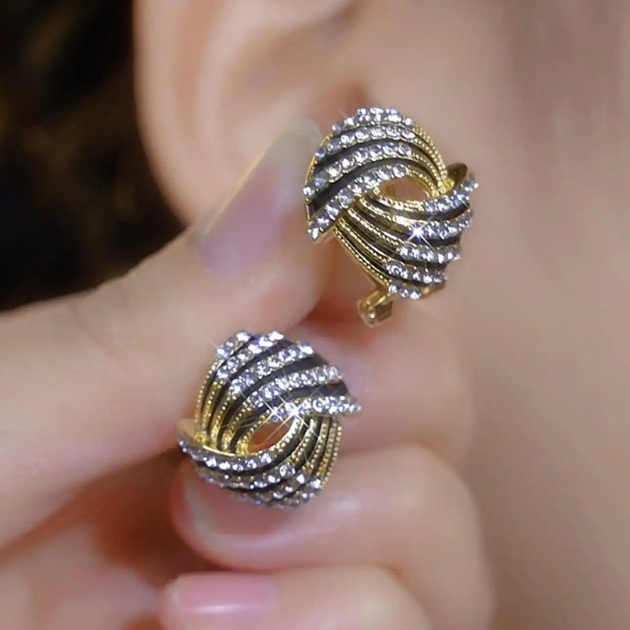 Two Tone Knot Stud Earrings