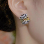 Two Tone Knot Stud Earrings