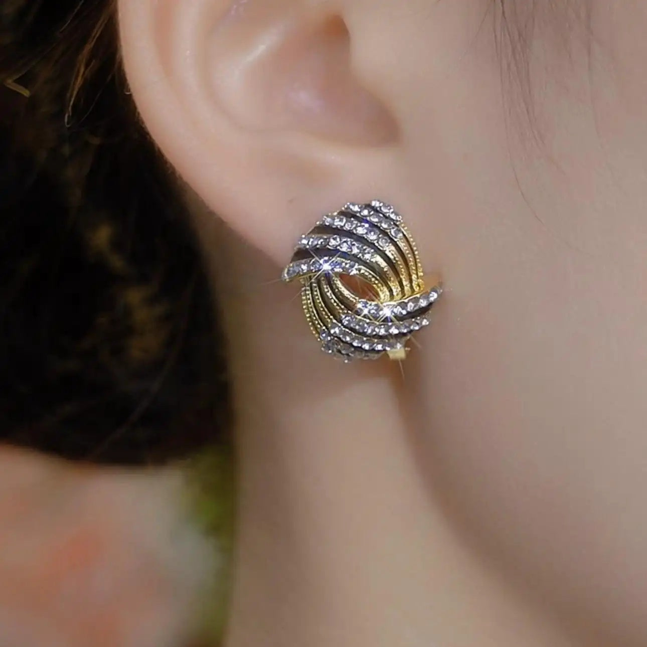 Two Tone Knot Stud Earrings