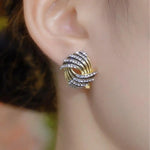 Two Tone Knot Stud Earrings