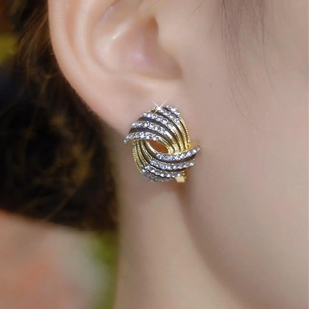 Two Tone Knot Stud Earrings