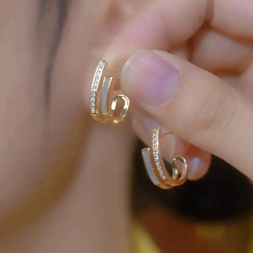 Two Tone Slim Huggie Earrings