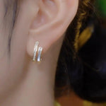 Two Tone Slim Huggie Earrings