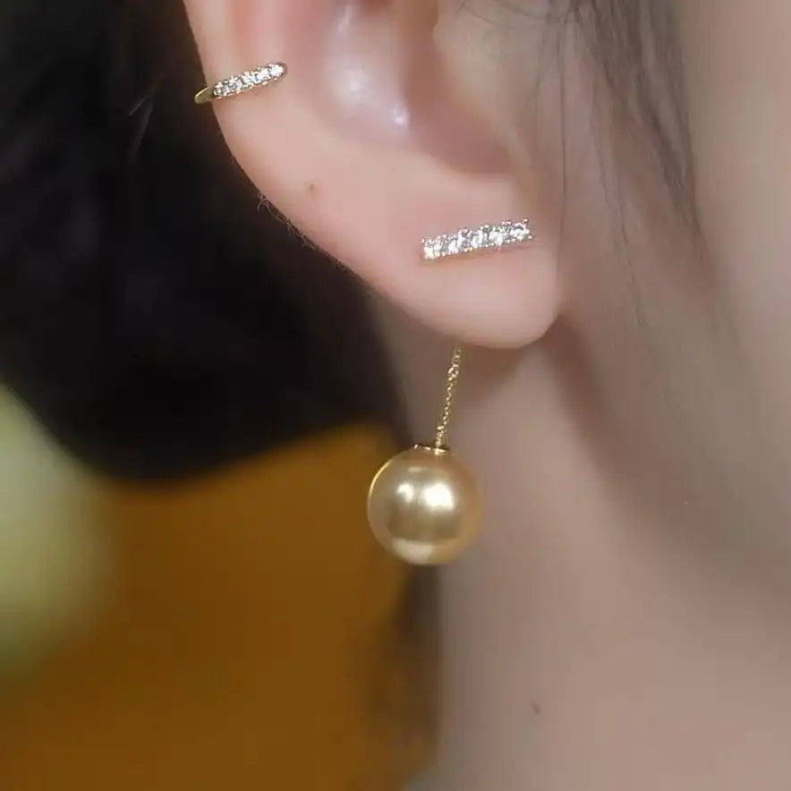 Two-Way Beige Pearl Earrings