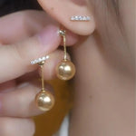 Two-Way Beige Pearl Earrings
