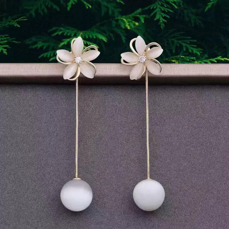 Two-Way Floral Tassel Five-Petal Flower Drop Earrings