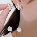 Two-Way Floral Tassel Five-Petal Flower Drop Earrings