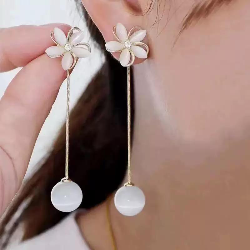 Two-Way Floral Tassel Five-Petal Flower Drop Earrings