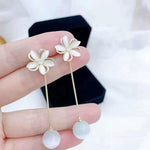 Two-Way Floral Tassel Five-Petal Flower Drop Earrings