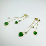 Two-Way Green Heart Earrings