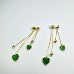 Two-Way Green Heart Earrings