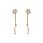 Two-Way Wear Flower Long Tassel Drop Earrings
