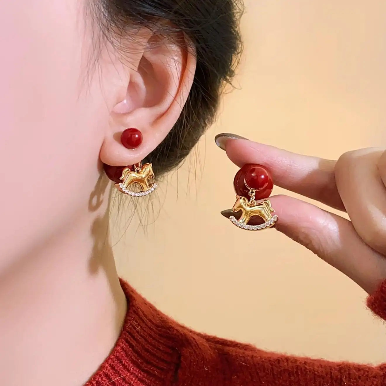 Two-Wear Flexible Small Horse Stud Earrings