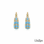 U-Shaped Imitation Turquoise and Faux Hoop Earrings