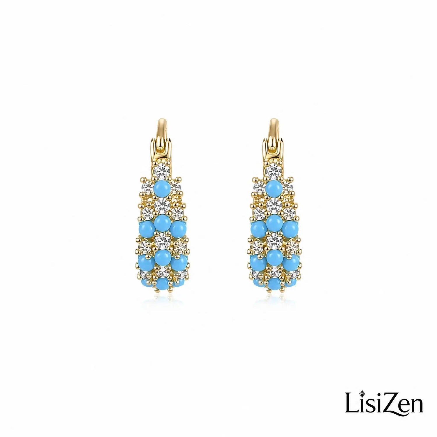 U-Shaped Imitation Turquoise and Faux Hoop Earrings