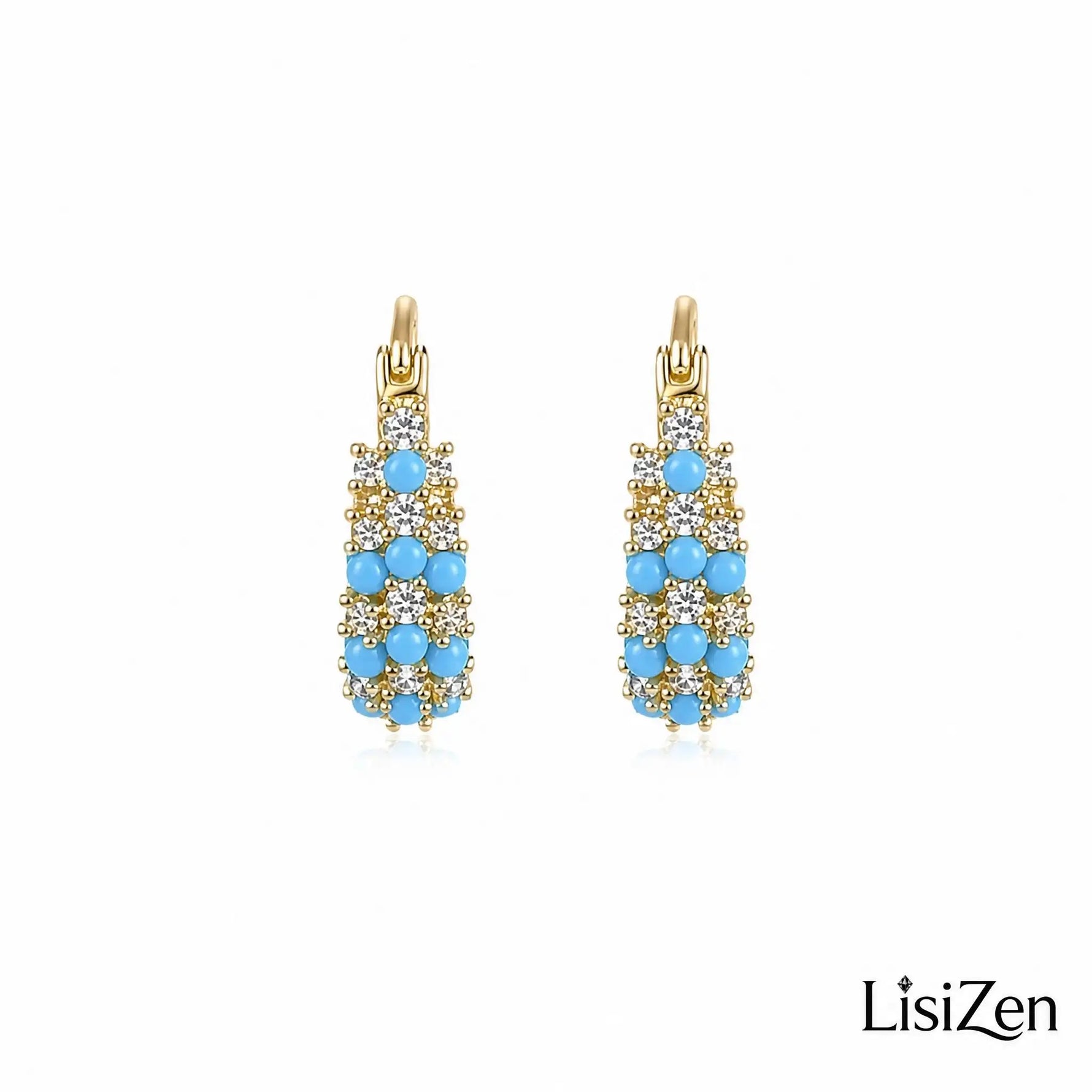 U-Shaped Imitation Turquoise and Faux Hoop Earrings
