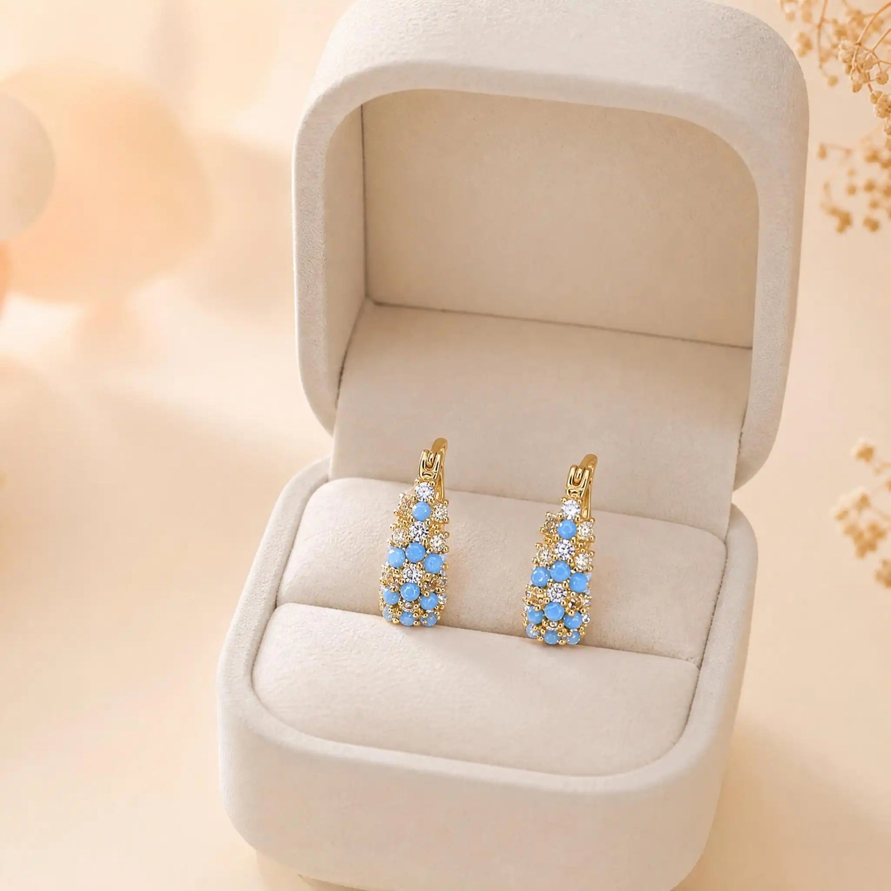 U-Shaped Imitation Turquoise and Faux Hoop Earrings