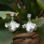 Uniqueginkgo Leaf Tassel Pearl Clip-On Drop Earrings