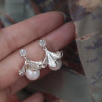 Uniqueginkgo Leaf Tassel Pearl Clip-On Drop Earrings