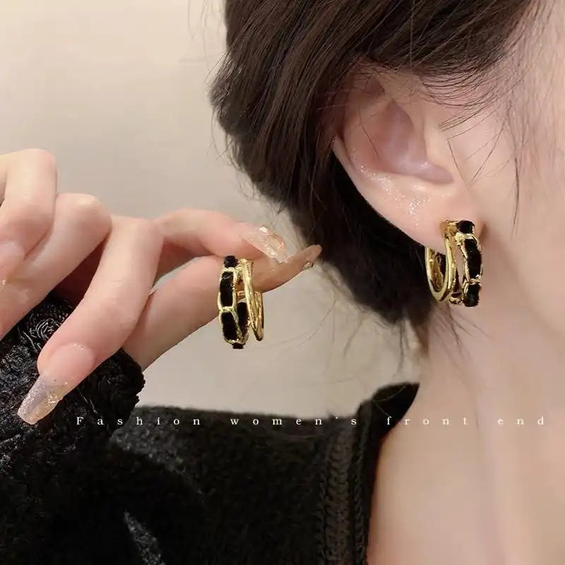 Velvet-Coated for Spring Gold-Tone Metal Hoop Earrings