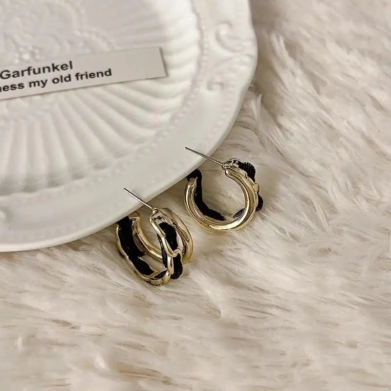 Velvet-Coated for Spring Gold-Tone Metal Hoop Earrings