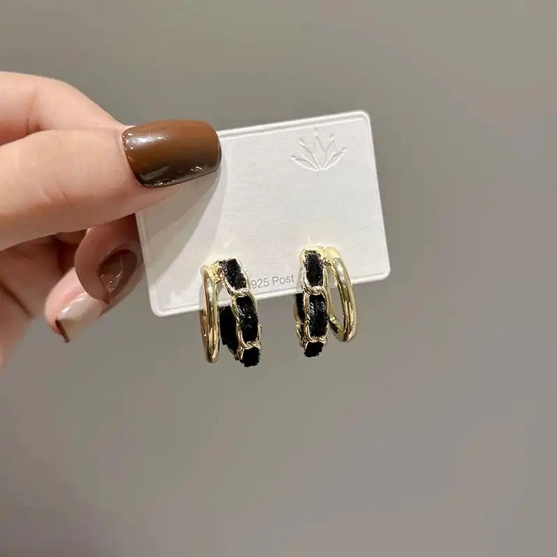 Velvet-Coated for Spring Gold-Tone Metal Hoop Earrings