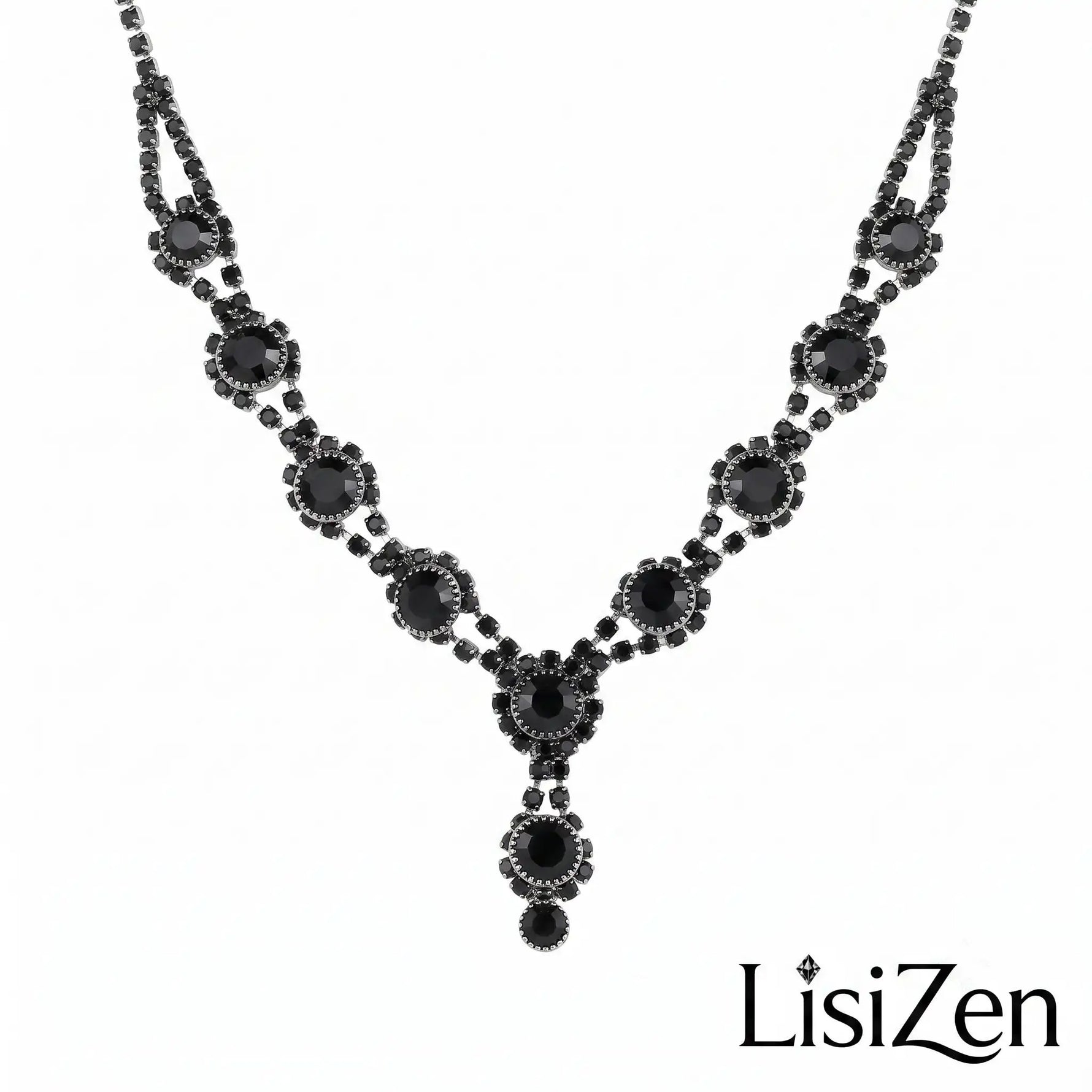 Vintage Black Crystal Jewelry Set