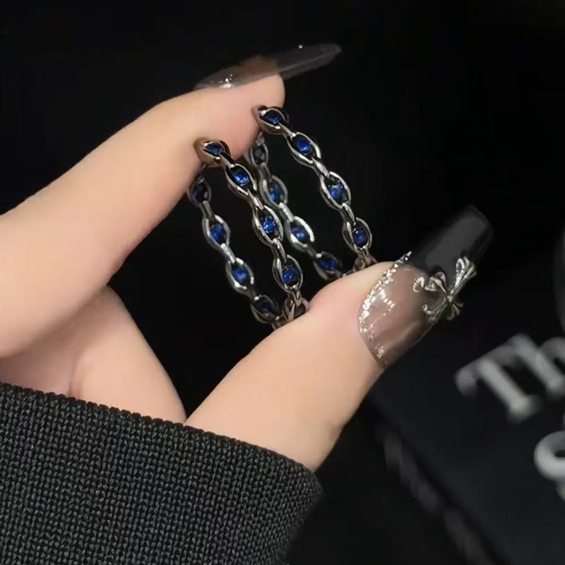 Vintage Blue Crystal Circle Earrings
