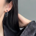 Vintage Blue Crystal Circle Earrings