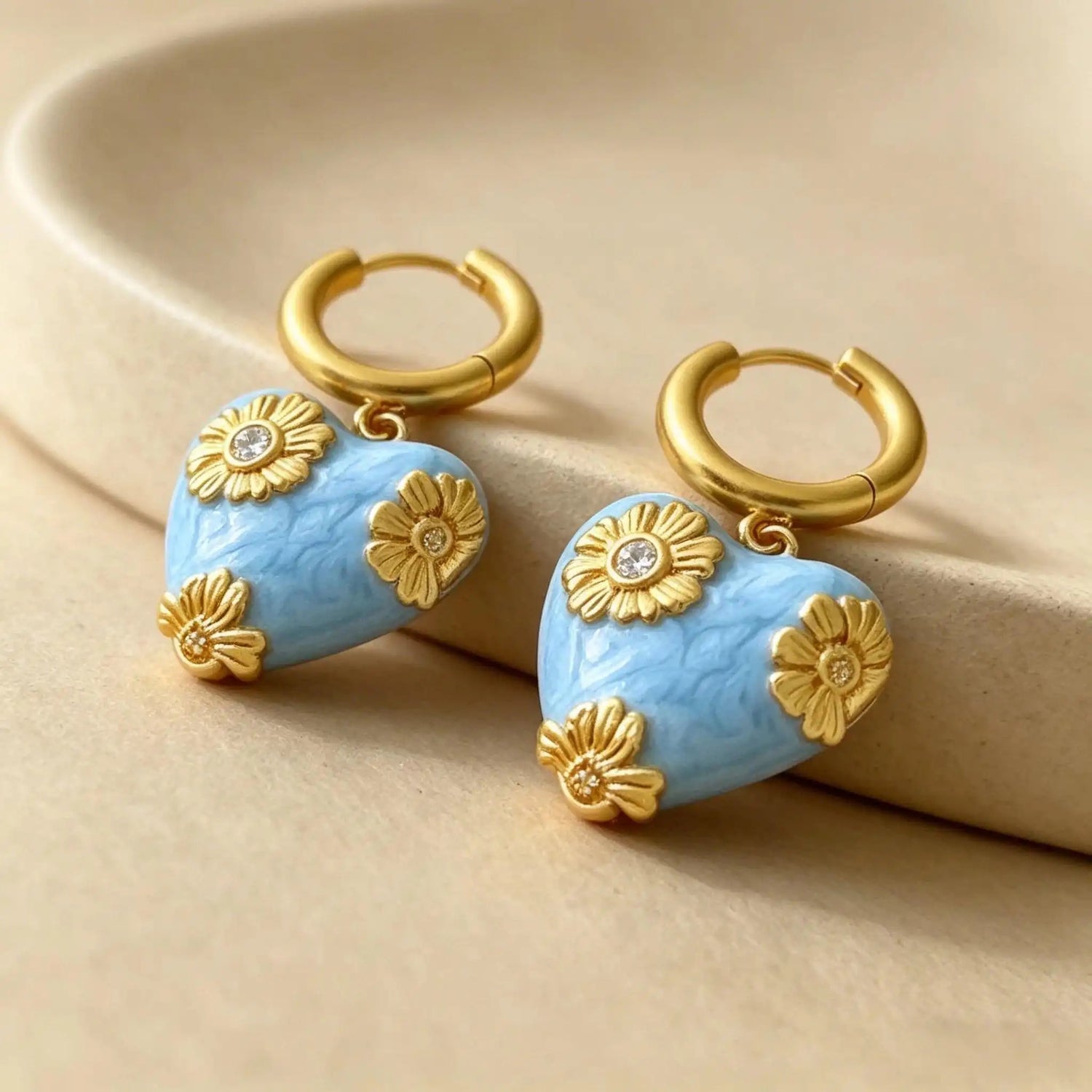 Vintage Blue Enamel Dripping Glaze Earrings