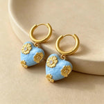 Vintage Blue Enamel Dripping Glaze Earrings